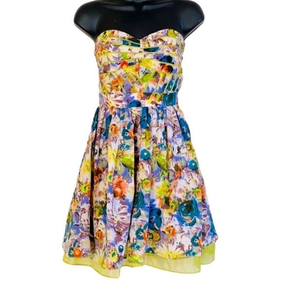 Minuet Floral Fit & Flare Floral Organza Tulle Petticoat Mini Dress Sz S NWT - Picture 3 of 9